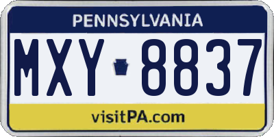 PA license plate MXY8837