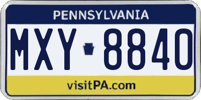 PA license plate MXY8840