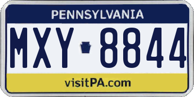 PA license plate MXY8844