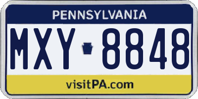 PA license plate MXY8848