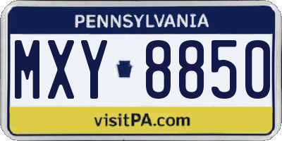 PA license plate MXY8850