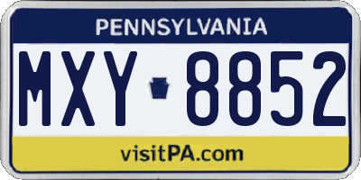 PA license plate MXY8852