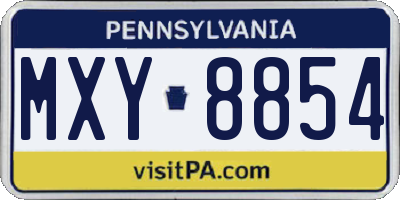 PA license plate MXY8854
