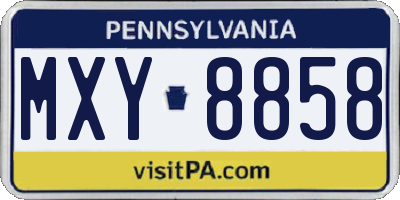 PA license plate MXY8858