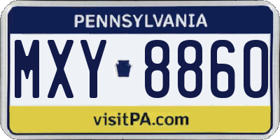PA license plate MXY8860