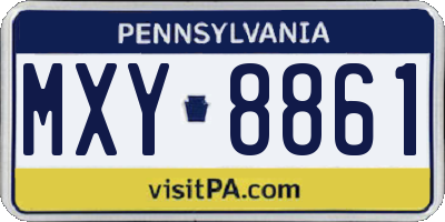 PA license plate MXY8861