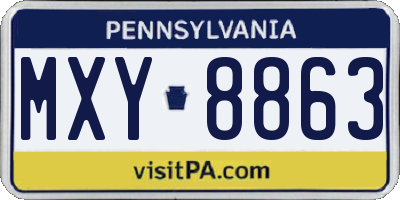 PA license plate MXY8863