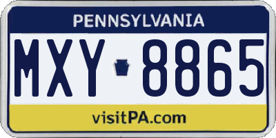 PA license plate MXY8865