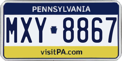 PA license plate MXY8867