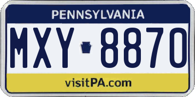 PA license plate MXY8870