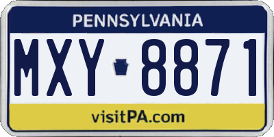 PA license plate MXY8871