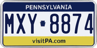 PA license plate MXY8874