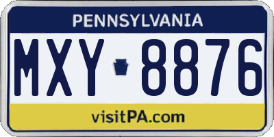 PA license plate MXY8876
