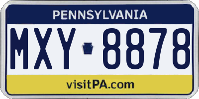 PA license plate MXY8878