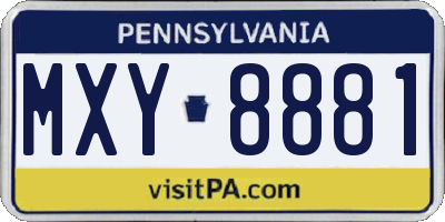 PA license plate MXY8881