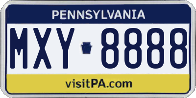 PA license plate MXY8888