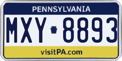PA license plate MXY8893