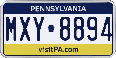 PA license plate MXY8894