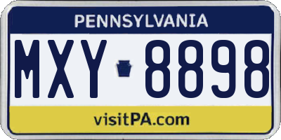 PA license plate MXY8898