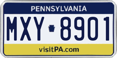 PA license plate MXY8901