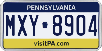 PA license plate MXY8904