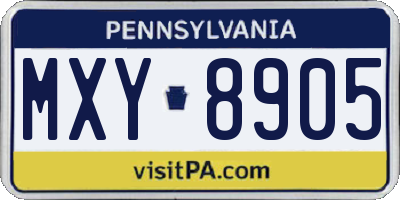 PA license plate MXY8905