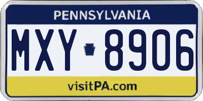 PA license plate MXY8906