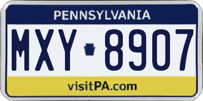 PA license plate MXY8907