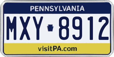 PA license plate MXY8912
