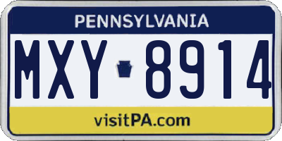 PA license plate MXY8914