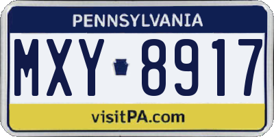 PA license plate MXY8917