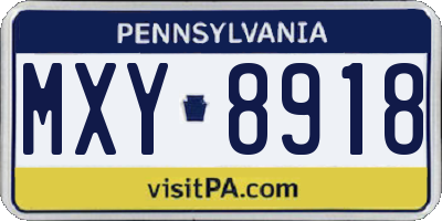 PA license plate MXY8918