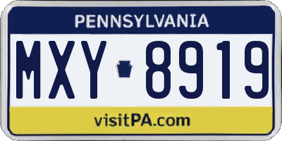 PA license plate MXY8919