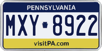 PA license plate MXY8922