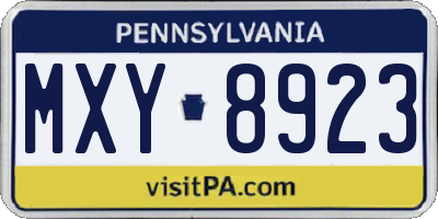 PA license plate MXY8923