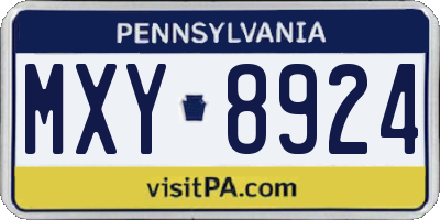 PA license plate MXY8924