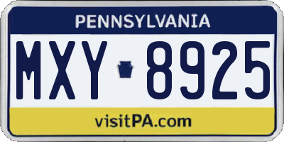 PA license plate MXY8925