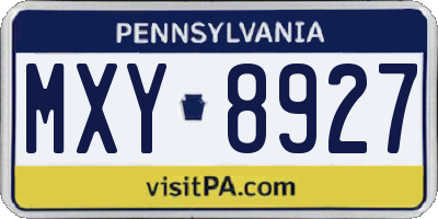 PA license plate MXY8927