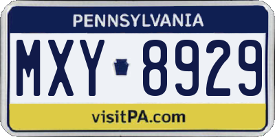 PA license plate MXY8929
