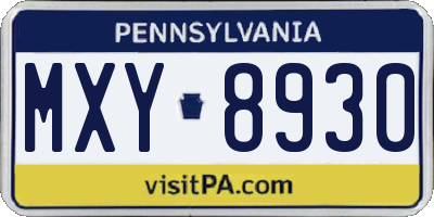 PA license plate MXY8930