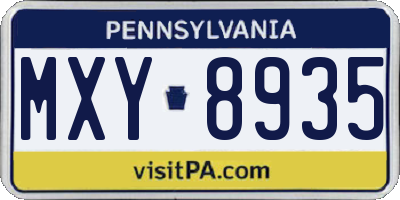 PA license plate MXY8935
