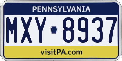 PA license plate MXY8937