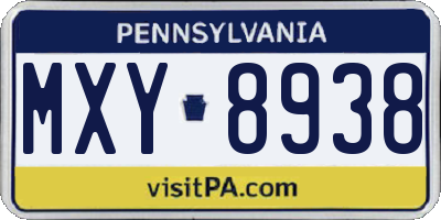 PA license plate MXY8938