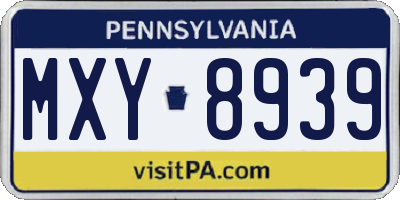 PA license plate MXY8939
