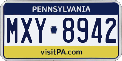PA license plate MXY8942