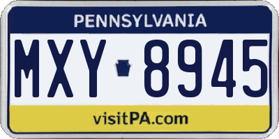PA license plate MXY8945