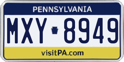 PA license plate MXY8949