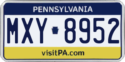 PA license plate MXY8952