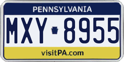 PA license plate MXY8955
