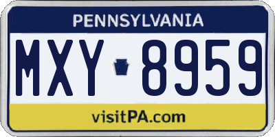 PA license plate MXY8959